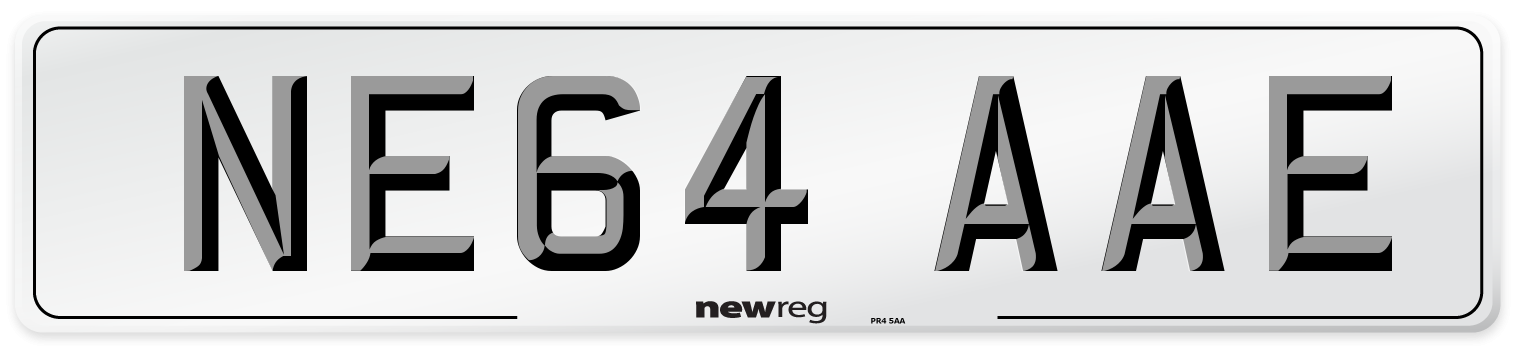NE64 AAE Number Plate from New Reg